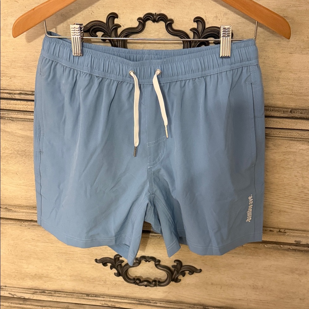 Men's Light Blue Athletic Shorts with White Drawstring